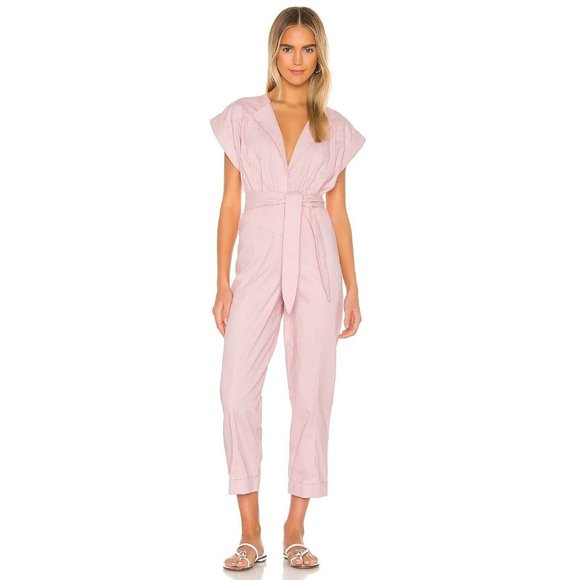 Tularosa Amanda Jumpsuit Blush Pink Tie Waist Revolve - Picture 1 of 6